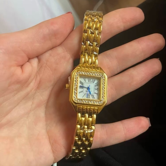 Anthropologie Accessories - Panthere Classic Gold Crystal Stainless Steel Gold Watch
